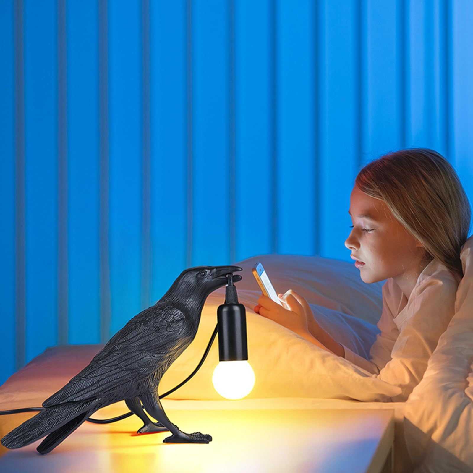 Crow Lamp - Raven Lamp with LED Bulb, Bird lamp, Crow Light Gothic Halloween Decor for Bedside Bedroom Living Room Decor - luxuryhomedecoridea.com