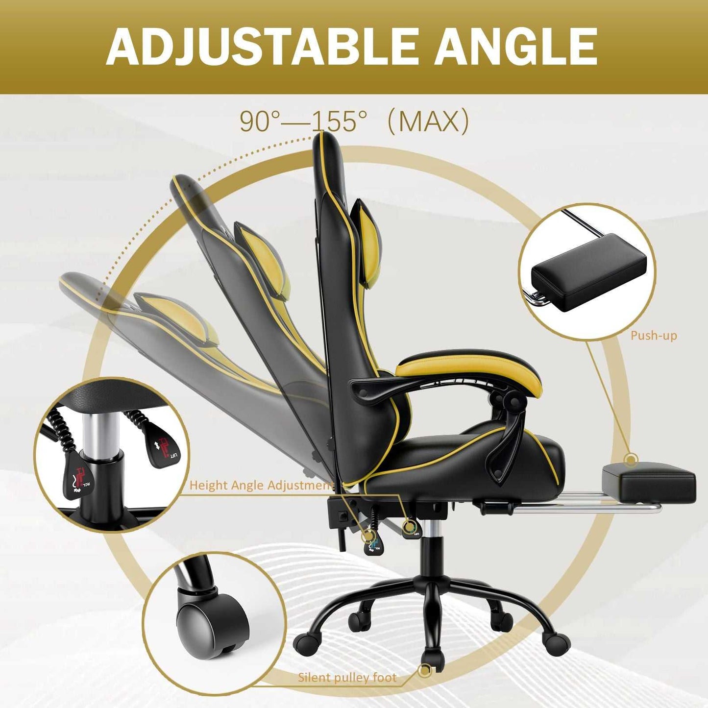 Ergonomic Gaming Chair for Adults, Comfortable Computer Chair for Heavy People, Adjustable Height Office Desk Chair with Wheels, Breathable Leather Video Game Chairs - luxuryhomedecoridea.com