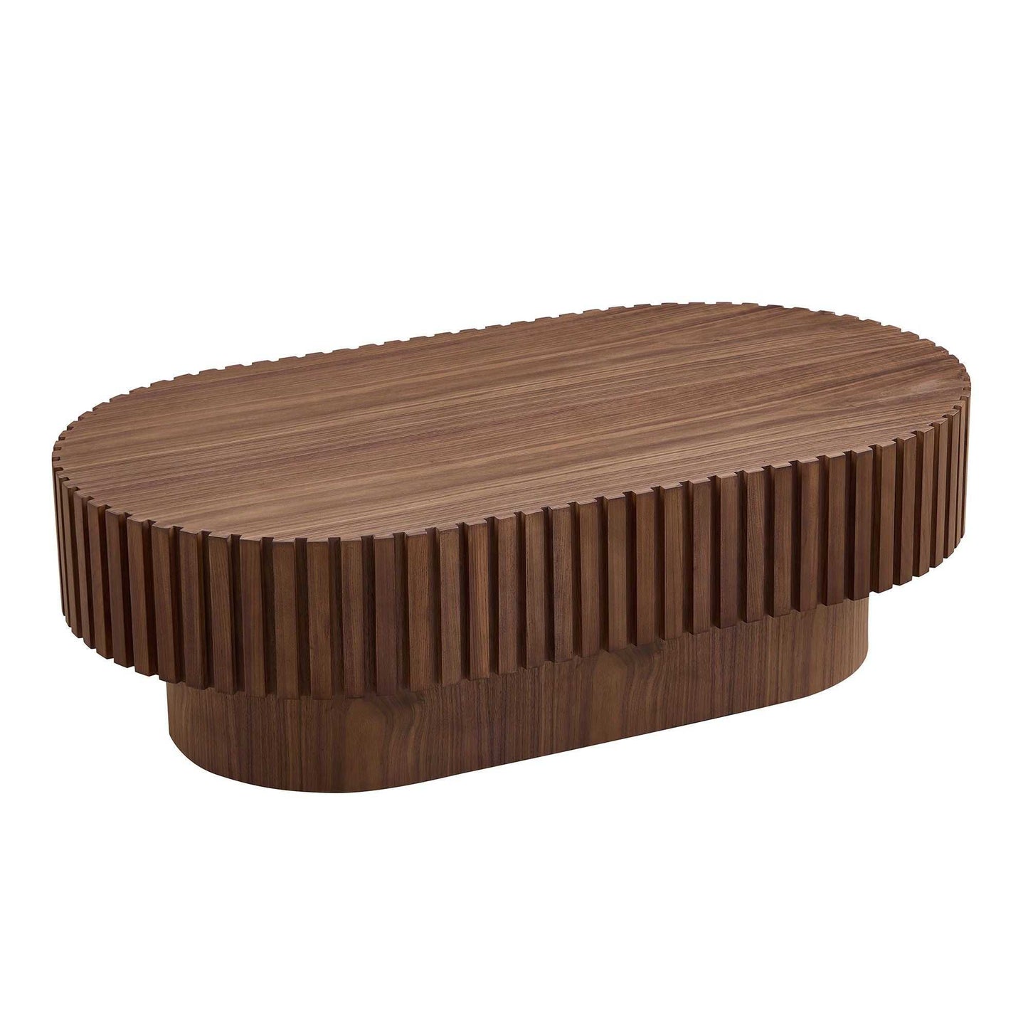 43.70 Inch Modern Handcraft Drum Coffee Table Oval Coffee Table for Living Room,Small Wooden Coffee Table with Sturdy Pedestal for Office - luxuryhomedecoridea.com