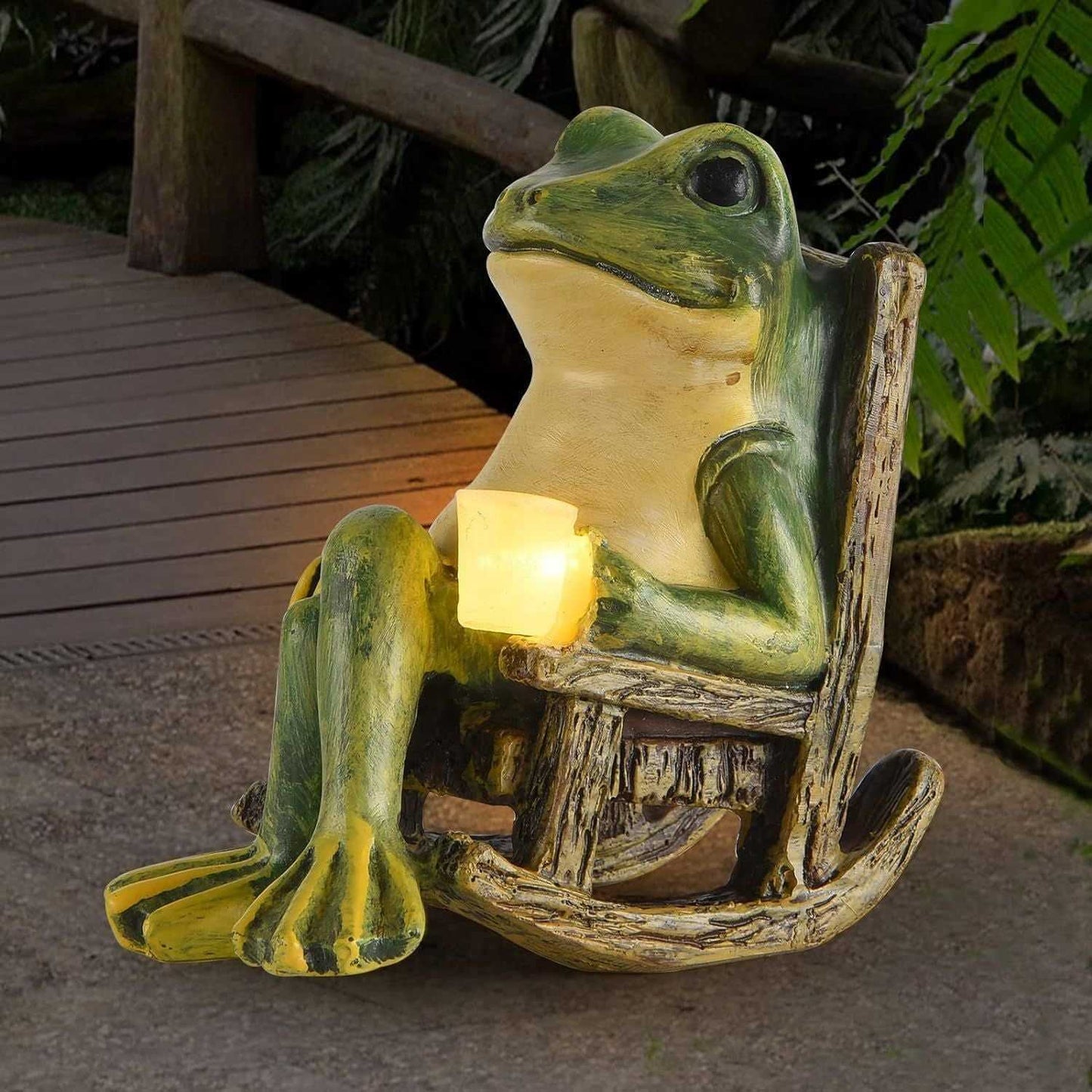 Frog Garden Statue Gifts Hose Decorations Fairy Garden Accessories Outdoor Lights Solar Garden Frog Decor Art Housewarming Gift for Patio,Yard,Lawn Ornament,3.89"x2.36"x3.93 - luxuryhomedecoridea.com