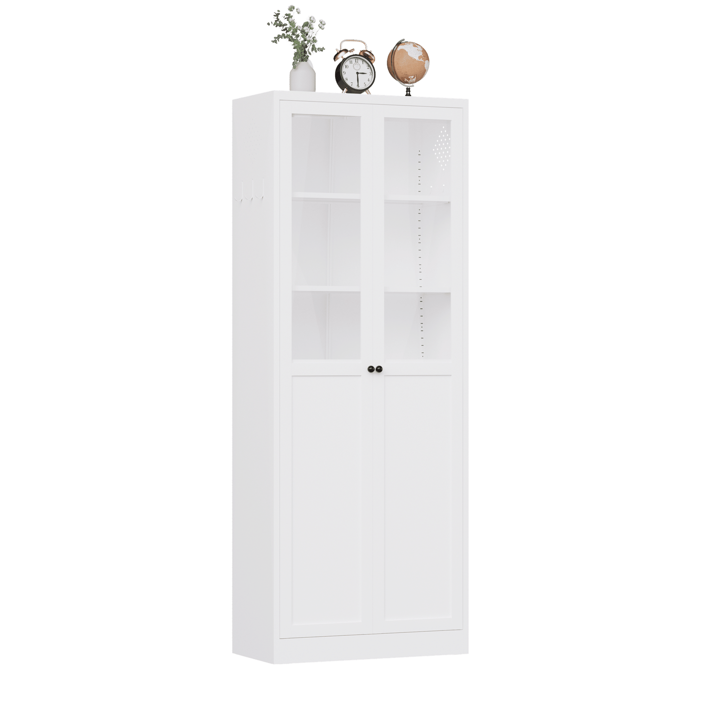 72" Metal Kitchen Pantry Cabinet with Doors & Shelves, Tall Heavy-Duty Adjustable Storage Organizer, Tool-Free Assembly Freestanding Cabinet for Living Room, Bathroom, White - luxuryhomedecoridea.com