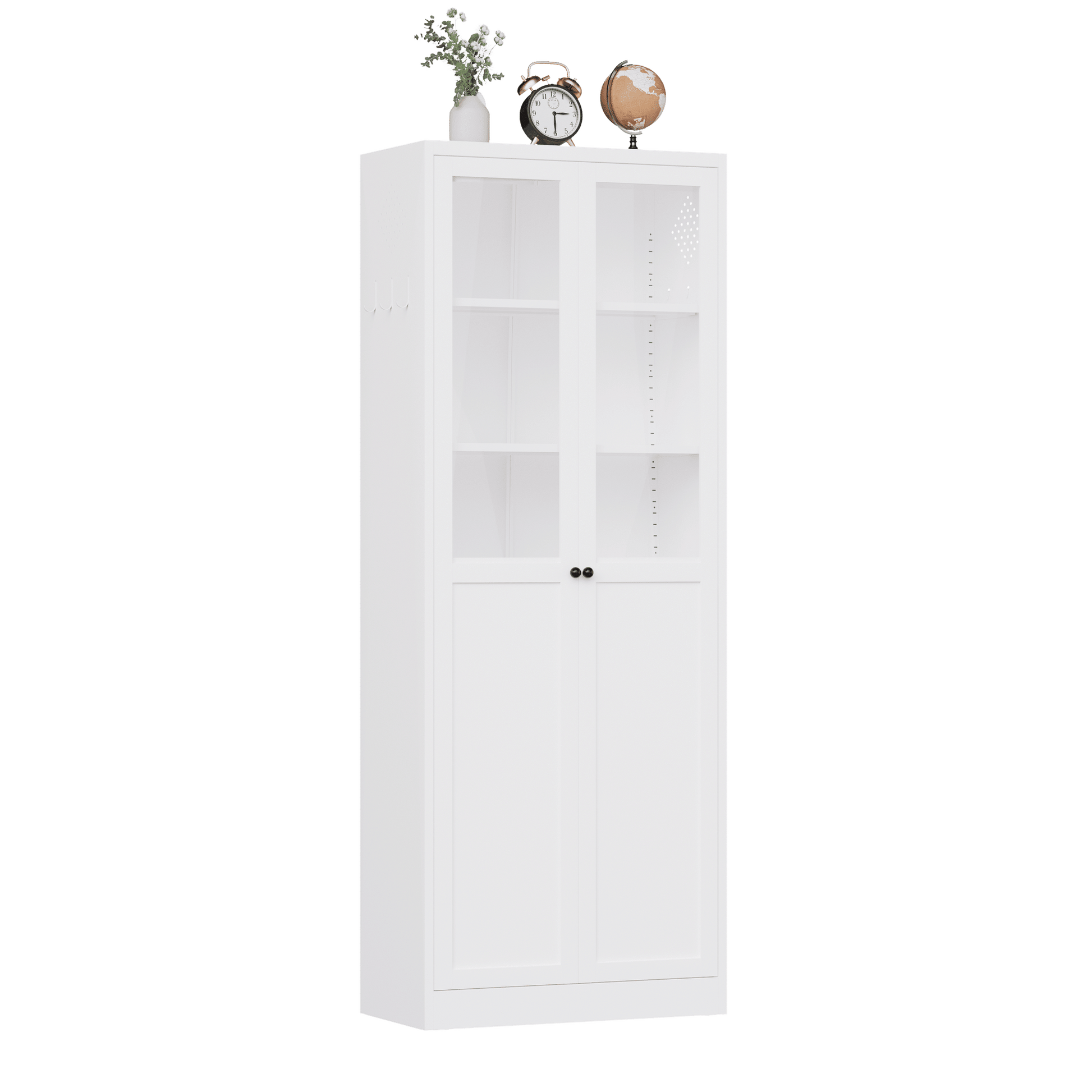 72" Metal Kitchen Pantry Cabinet with Doors & Shelves, Tall Heavy-Duty Adjustable Storage Organizer, Tool-Free Assembly Freestanding Cabinet for Living Room, Bathroom, White - luxuryhomedecoridea.com