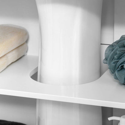 Under Sink Storage Cabinet Bathroom 2 Doors Shelf White Pedestal Vanity Organizer - luxuryhomedecoridea.com