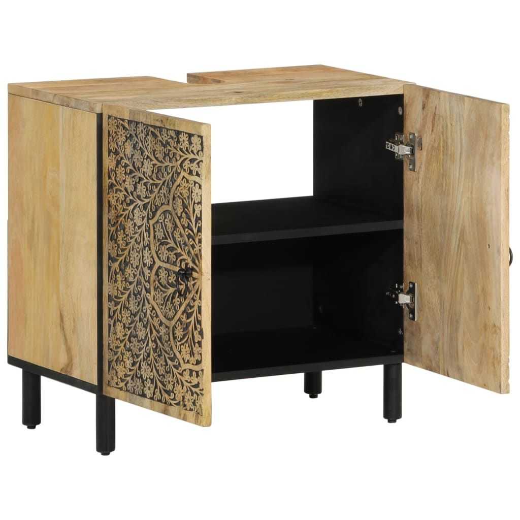 2 Piece Bathroom Furniture Set Solid Wood Mango - luxuryhomedecoridea.com