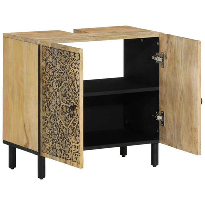 2 Piece Bathroom Furniture Set Solid Wood Mango - luxuryhomedecoridea.com