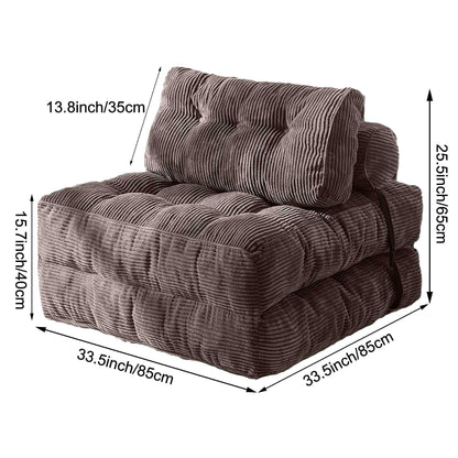 Modern Memory Foam Compressed Sofa Chair,Folding Sofa Bed, Convertible Sleeping Chair With Backrest Support And Soft Corduroy Fabric,Fold Couch Bed With Pillow For Small Spaces - luxuryhomedecoridea.com
