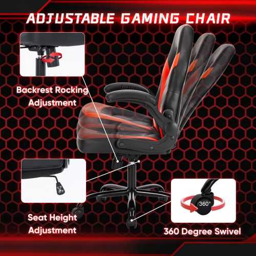 Ergonomic Office Computer Home Gaming Desk Chair Adjustable PU Leather Racing Chair Flip-up Armrest For Christmas Furniture - luxuryhomedecoridea.com