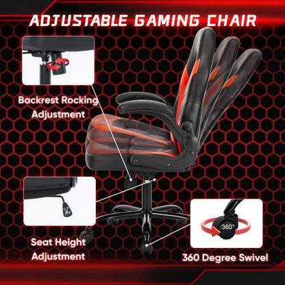 Ergonomic Office Computer Home Gaming Desk Chair Adjustable PU Leather Racing Chair Flip-up Armrest For Christmas Furniture - luxuryhomedecoridea.com