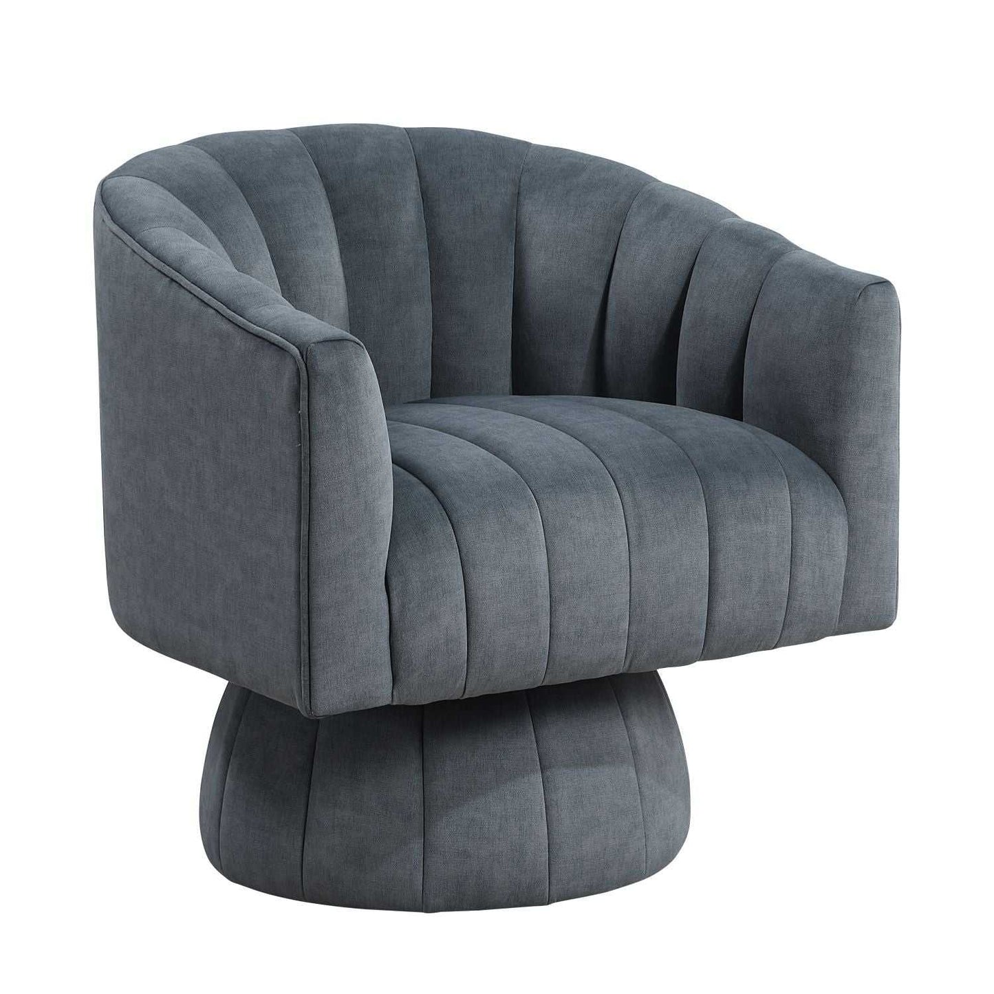 Dark Gray Velvet Accent Chair Modern Luxury Living Room Furniture, 1pc Swivel Chair Comfortable Barrel Back - luxuryhomedecoridea.com