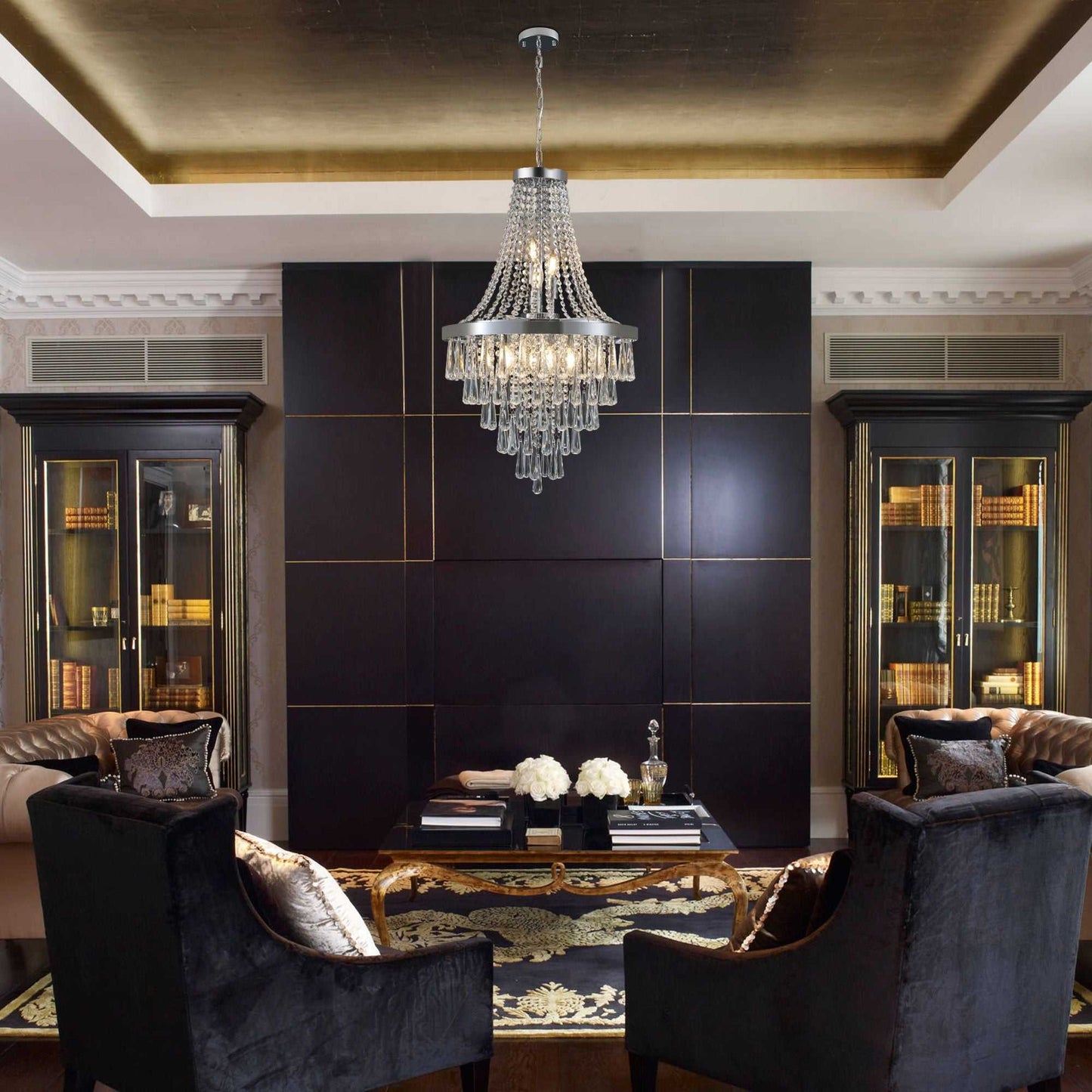 Chromium color Crystal Chandeliers,Large Contemporary Luxury Ceiling Lighting(Bulb Not Included) - luxuryhomedecoridea.com