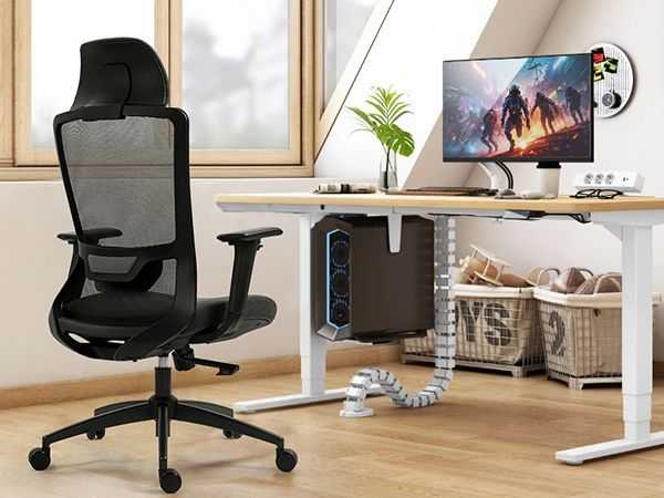 Ergonomic Mesh Office Chair with Adjustable Headrest and Lumbar Support, Breathable Back Design for Home and Office Use 8322H - luxuryhomedecoridea.com