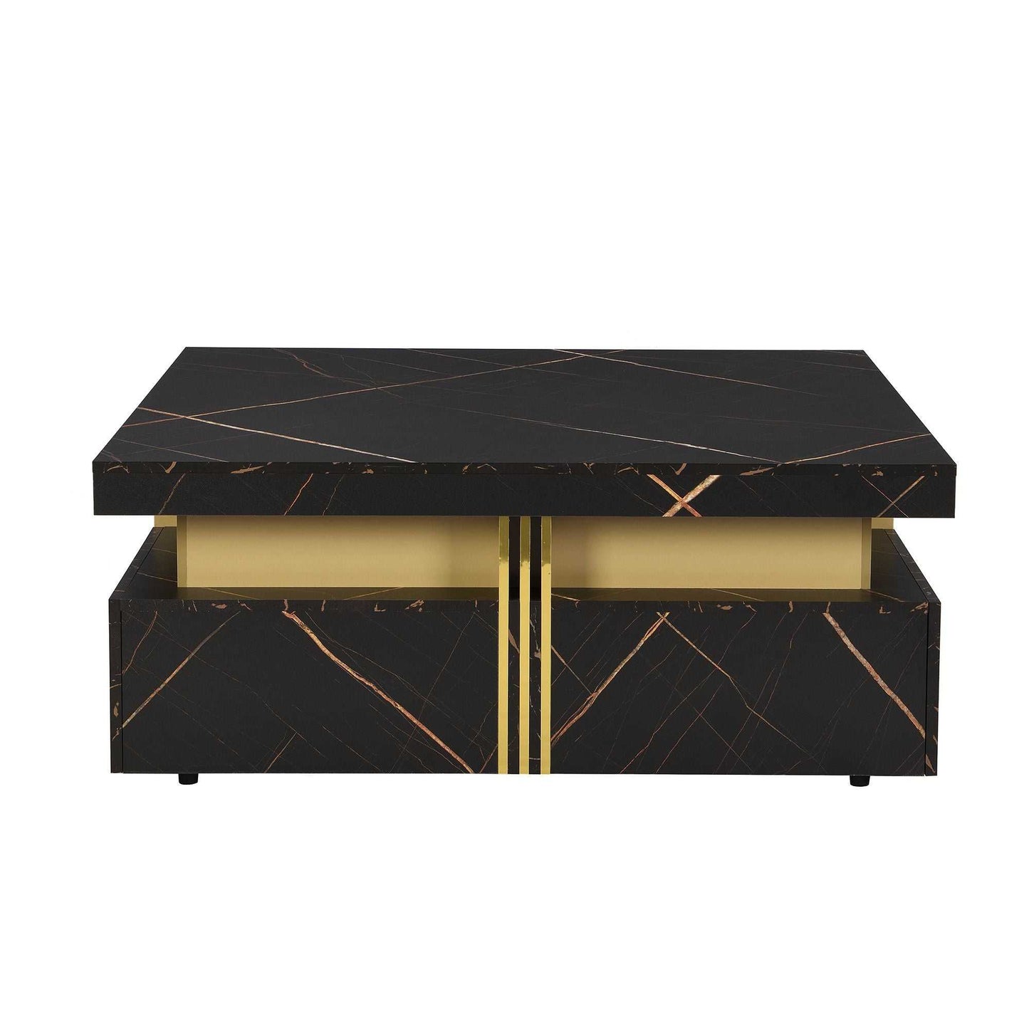 Modern Black Square Storage Coffee Table With 4 Drawers - luxuryhomedecoridea.com