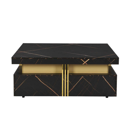 Modern Black Square Storage Coffee Table With 4 Drawers - luxuryhomedecoridea.com