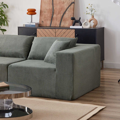 104-Inch Corduroy Modular L Shaped Sectional Sofa,Luxury Floor Couch Set,Upholstered Indoor Furniture,Foam-Filled Compressed Sofa for Living Room,Bedroom,4 PC Free Combination - luxuryhomedecoridea.com