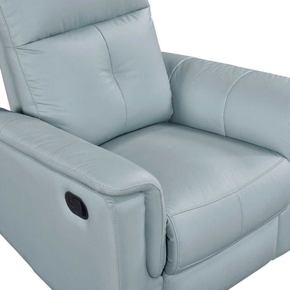 Blue Leather Upholstered Swivel Glider Reclining Chair Luxury Living Room Furniture Comfort Chair 1pc Plush Comfort - luxuryhomedecoridea.com