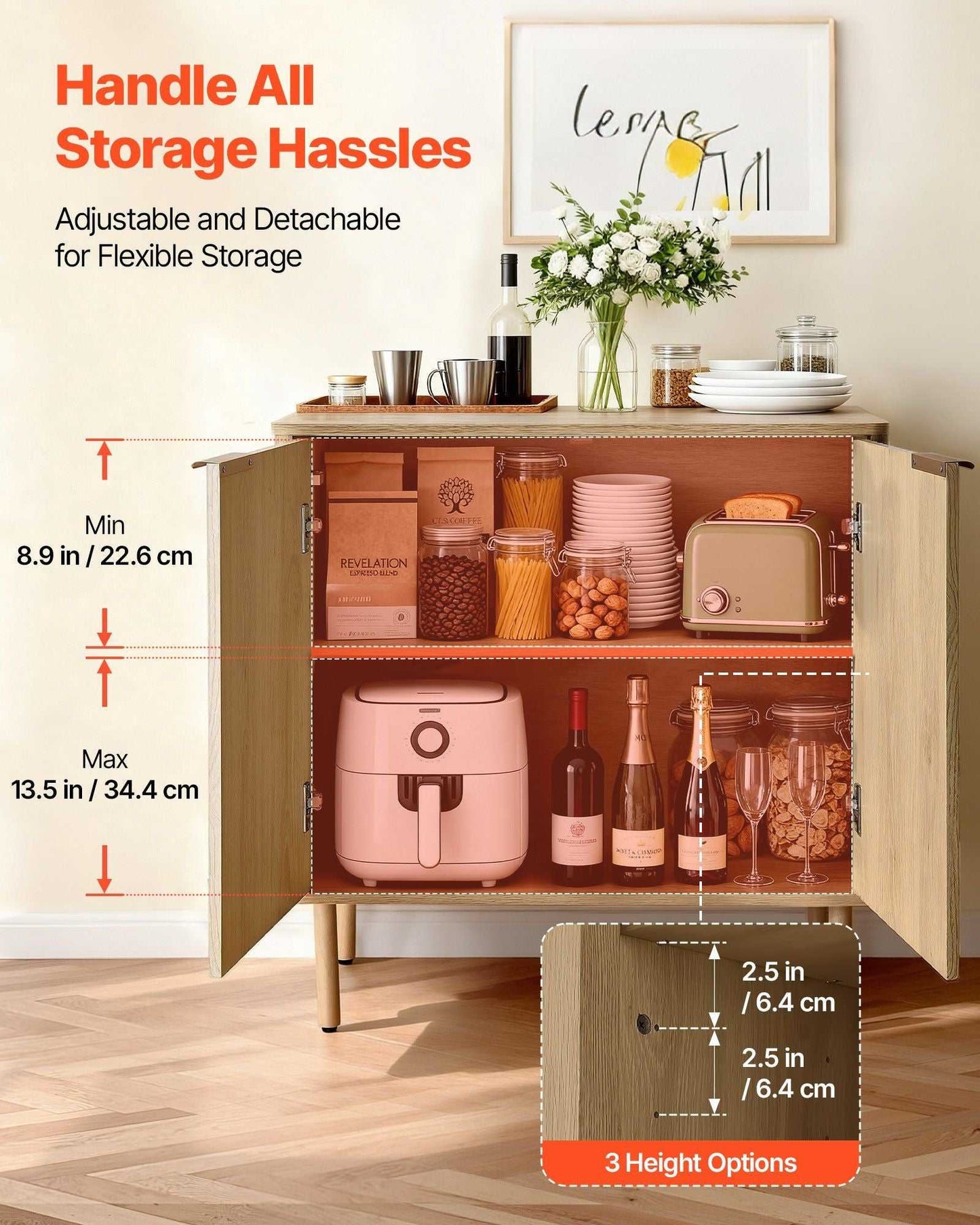 Coffee Bar Cabinet, Mid Century Fluted Coffee Bar Table with 2-Tier Storage, Buffet Stand Cabinet with 4 Barn Doors, Sideboard Buffet Station for Living Room, Entryway, 31.5x14.7x31.5 in(Single) - luxuryhomedecoridea.com