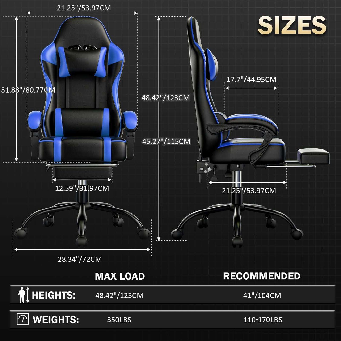 Video Game Chairs for Adults, PU Leather Gaming Chair with Footrest, 360°Swivel Adjustable Lumbar Pillow Gamer Chair, Comfortable Computer Chair for Heavy People - luxuryhomedecoridea.com