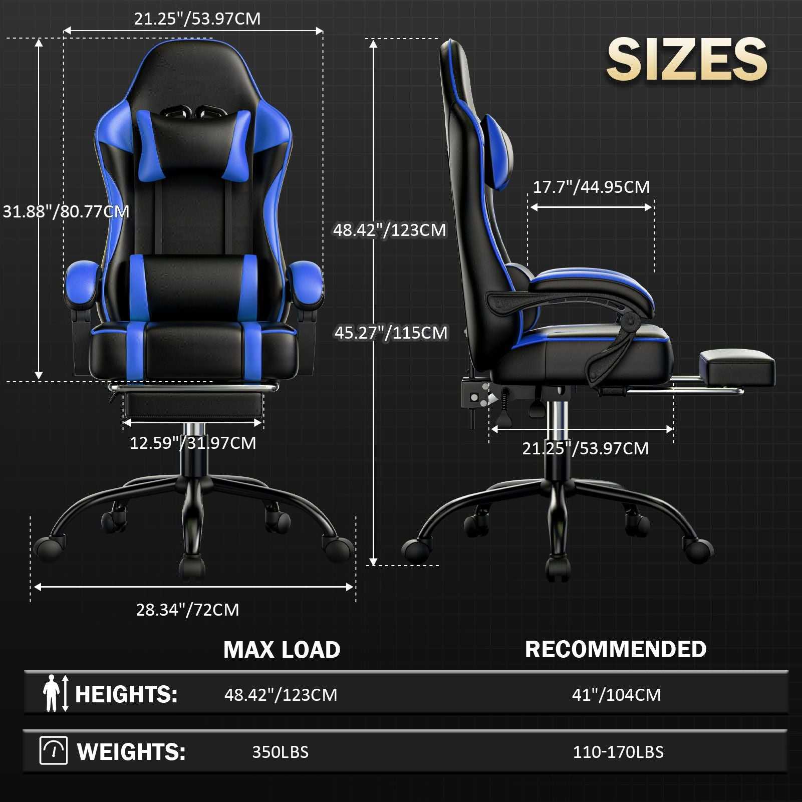 Video Game Chairs for Adults, PU Leather Gaming Chair with Footrest, 360°Swivel Adjustable Lumbar Pillow Gamer Chair, Comfortable Computer Chair for Heavy People - luxuryhomedecoridea.com