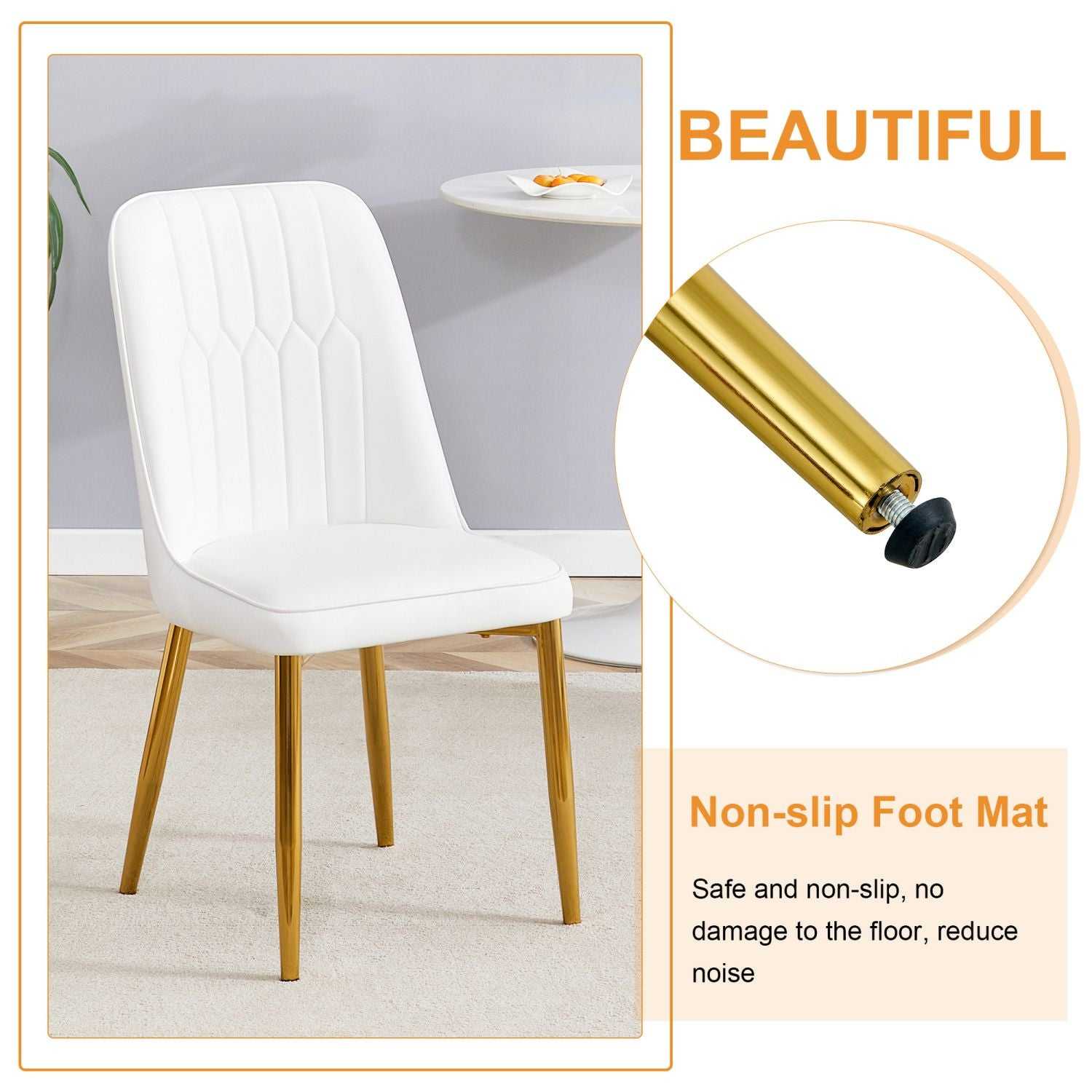 Table and chair set.Table and chair set.White imitation marble texture glass top + lower black MDF board,silver metal legs.Paired with 4 WHITE chairs with PU artificial leather backrest cushions. - luxuryhomedecoridea.com
