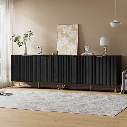 Sideboard Storage Cabinet with Adjustable Shelves, Buffet Cabinet, Elegant Fashionable Storage Cabinet with Golden Handle and Metal Legs, Modern Coffee Bar Station, Wood Kitchen Table - luxuryhomedecoridea.com