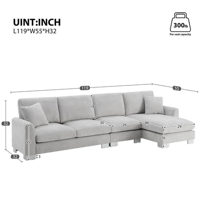 Modern Oversized Sectional Sofa,L-shaped Luxury Couch Set with 2 Free pillows,5-seat Chenille Indoor Furniture with Chaise for Living Room,Apartment,Office,2 Colors - luxuryhomedecoridea.com
