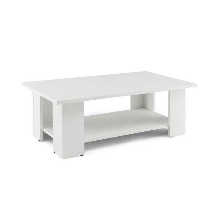 Large 41 Inch 2-tier Wooden Modern Coffee Table with Storage Shelf living room table - luxuryhomedecoridea.com
