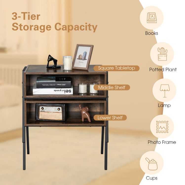 2 Pieces Stackable Night Stand Bedside End Table Set - luxuryhomedecoridea.com