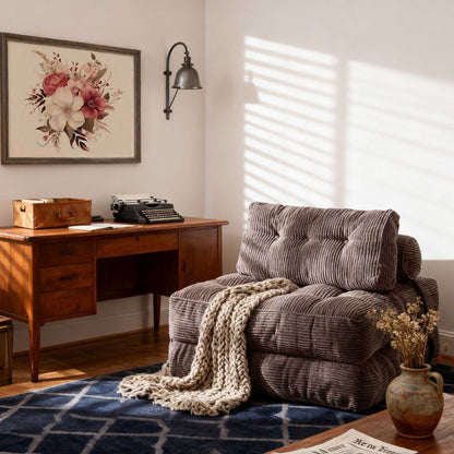 Modern Memory Foam Compressed Sofa Chair,Folding Sofa Bed, Convertible Sleeping Chair With Backrest Support And Soft Corduroy Fabric,Fold Couch Bed With Pillow For Small Spaces - luxuryhomedecoridea.com