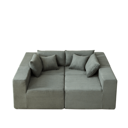 104-Inch Corduroy Modular L Shaped Sectional Sofa,Luxury Floor Couch Set,Upholstered Indoor Furniture,Foam-Filled Compressed Sofa for Living Room,Bedroom,4 PC Free Combination - luxuryhomedecoridea.com
