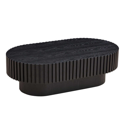 43.70 Inch Modern Handcraft Drum Coffee Table Oval Coffee Table for Living Room,Small Wooden Coffee Table with Sturdy Pedestal for Office - luxuryhomedecoridea.com