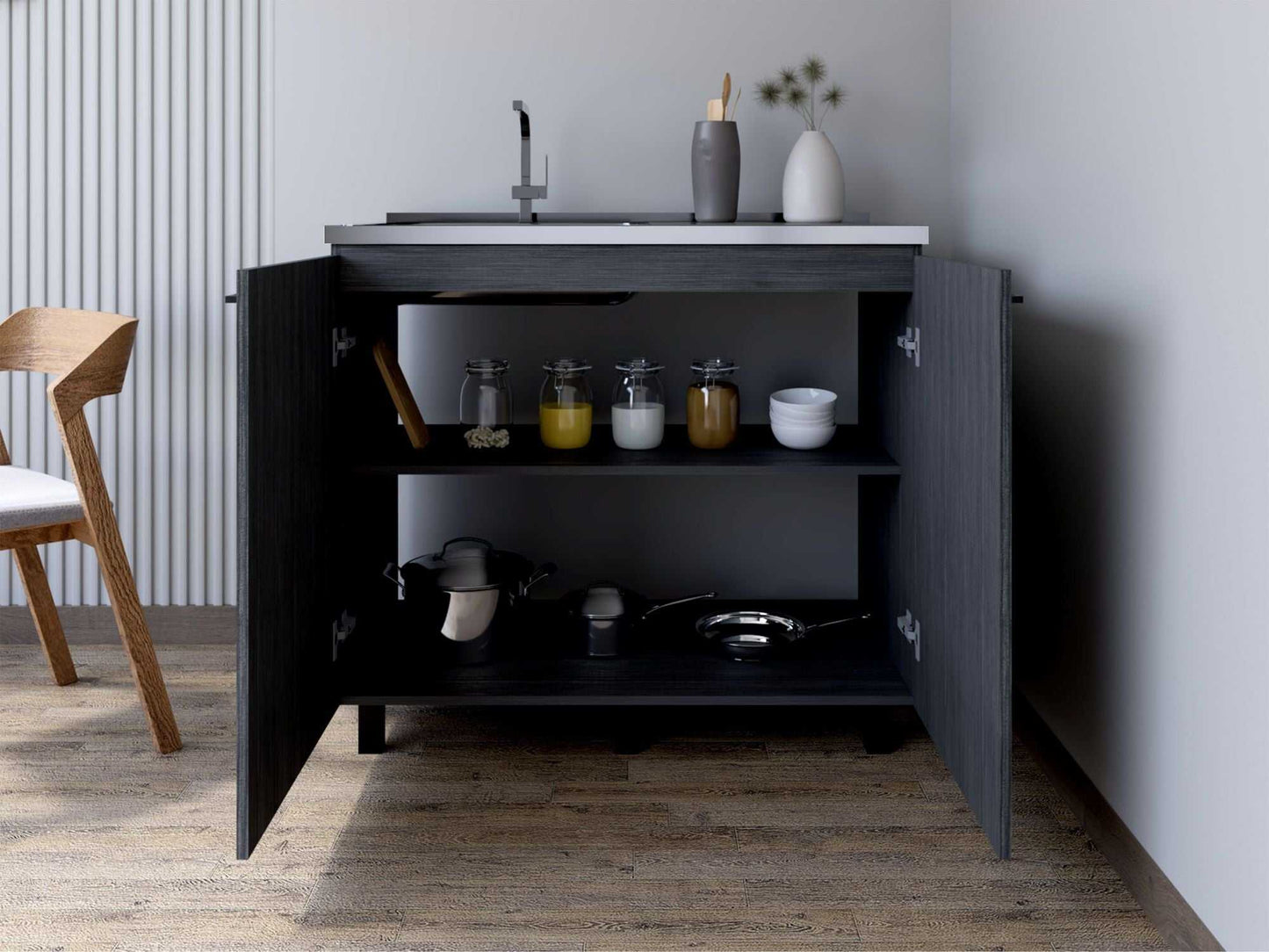 Utility Sink Cabinet Burwood, Kitchen, Smokey Oak - luxuryhomedecoridea.com