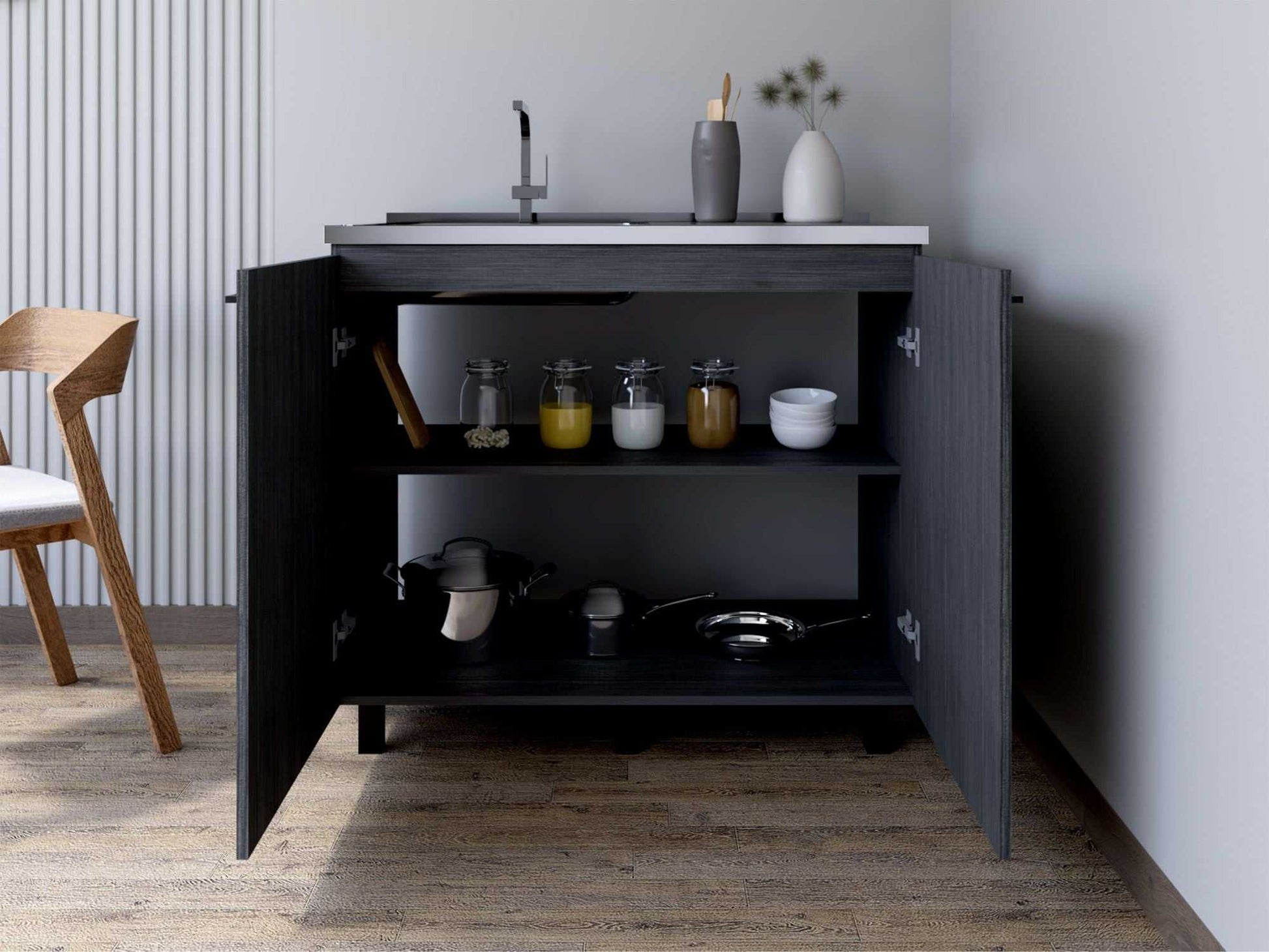 Utility Sink Cabinet Burwood, Kitchen, Smokey Oak - luxuryhomedecoridea.com