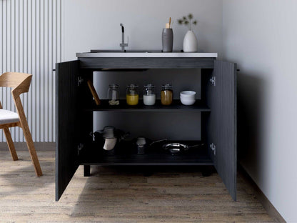 Utility Sink Cabinet Burwood, Kitchen, Smokey Oak - luxuryhomedecoridea.com