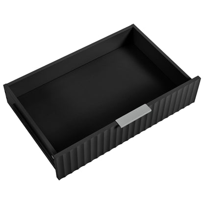 Fluted Kitchen Island with Trash Can Storage Cabinet, Power Outlet, Internal Storage Rack, Rolling Kitchen Islands on 5 Wheels with 3 Drawer, 3 Open Side Racks for 10 Gallon Garbage Bin - luxuryhomedecoridea.com