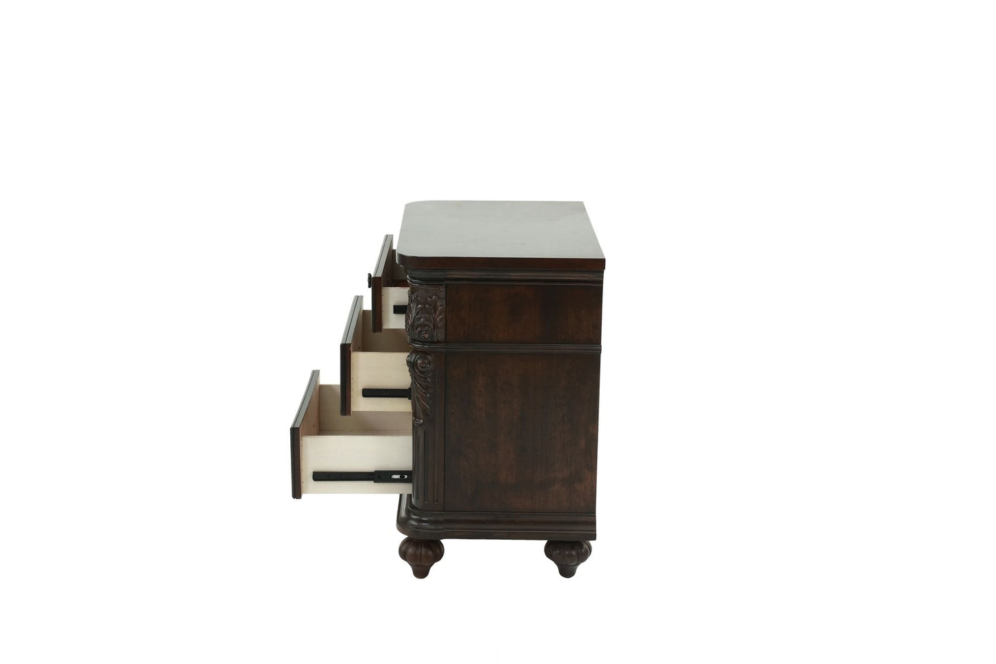 Traditional Antique Walnut 1pc Nightstand Bedroom Furniture Cherry Veneer 2-Drawers Hanging Pull Bedside Table - luxuryhomedecoridea.com