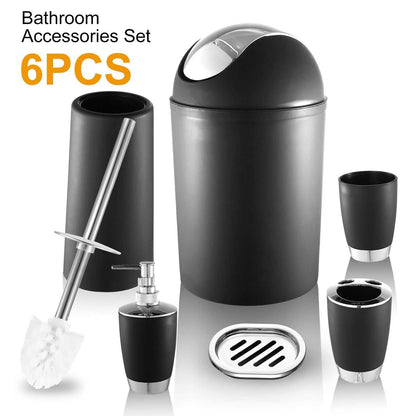 Bathroom Accessories Set 6 Pcs Bathroom Set Ensemble Complete Soap Dispenser Toothbrush Holder - luxuryhomedecoridea.com