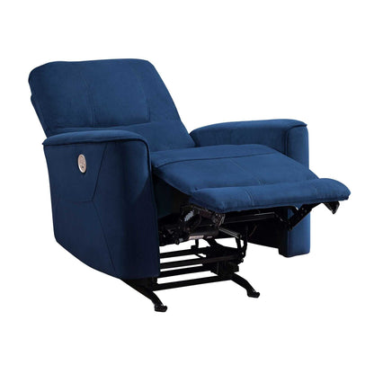 Modern Living Room 1pc Power Rocker Reclining Chair Blue Velvet Upholstery Solid Wood Frame Luxury Home Furniture - luxuryhomedecoridea.com