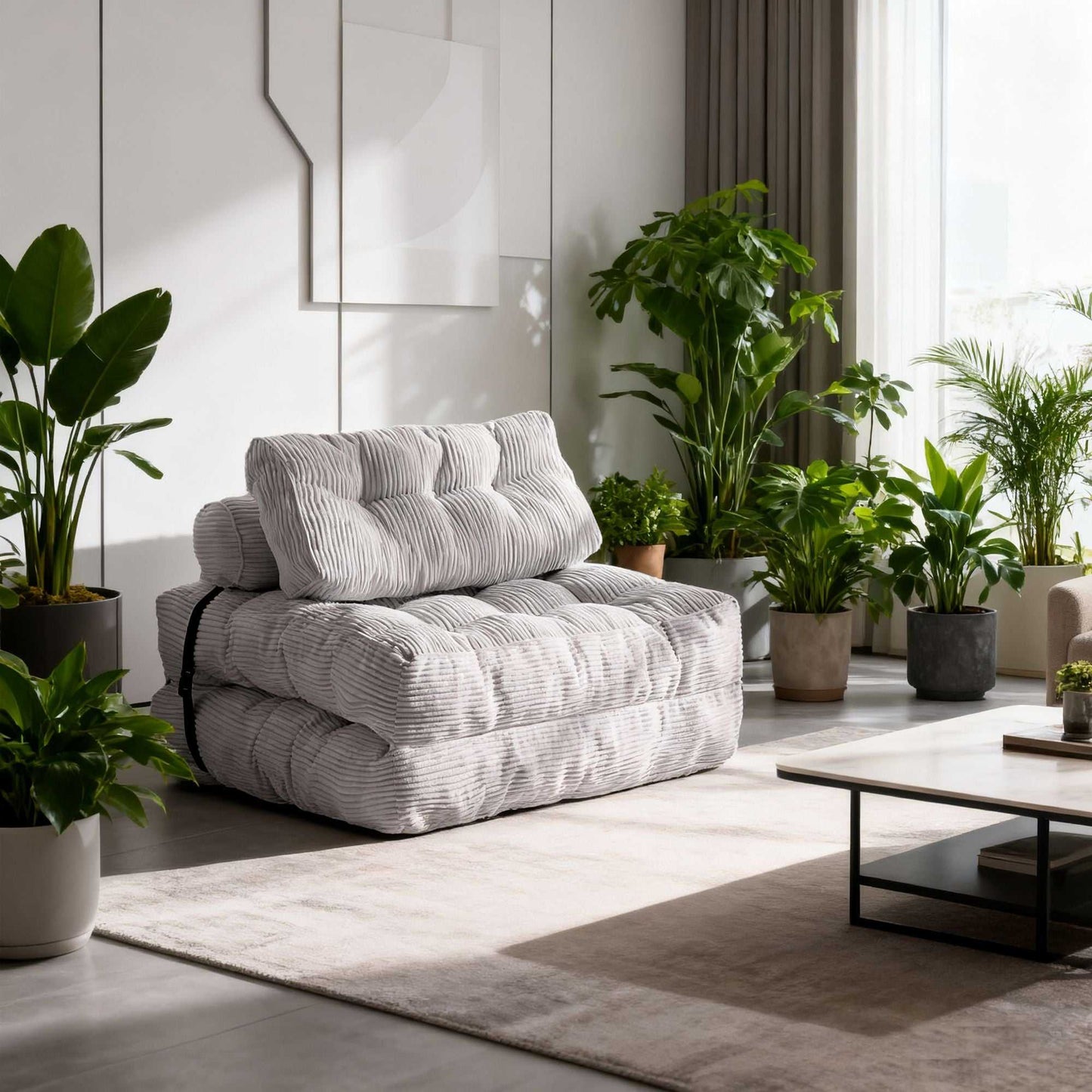 Modern Memory Foam Compressed Sofa Chair,Folding Sofa Bed, Convertible Sleeping Chair With Backrest Support And Soft Corduroy Fabric,Fold Couch Bed With Pillow For Small Spaces - luxuryhomedecoridea.com