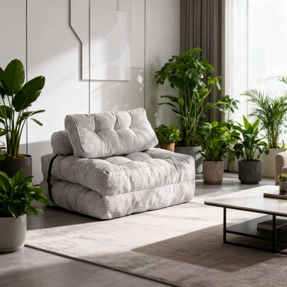 Modern Memory Foam Compressed Sofa Chair,Folding Sofa Bed, Convertible Sleeping Chair With Backrest Support And Soft Corduroy Fabric,Fold Couch Bed With Pillow For Small Spaces - luxuryhomedecoridea.com