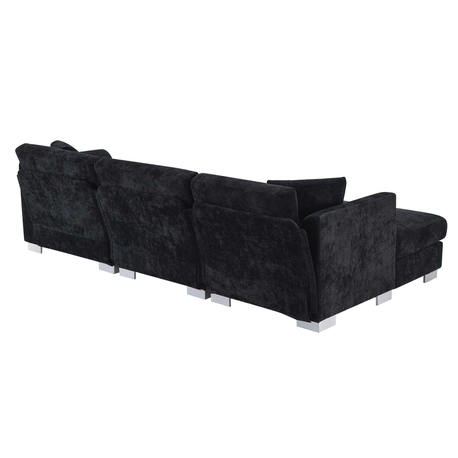 [VIDEO provided][New] 96*56" Modern Cloud Sectional Sofa,L-shaped Luxury Couch Set with 2 Free pillows,4-seat Chenille Indoor Furniture with Oversized Chaise for Living Room,Apartment,Office,3 Colors - luxuryhomedecoridea.com
