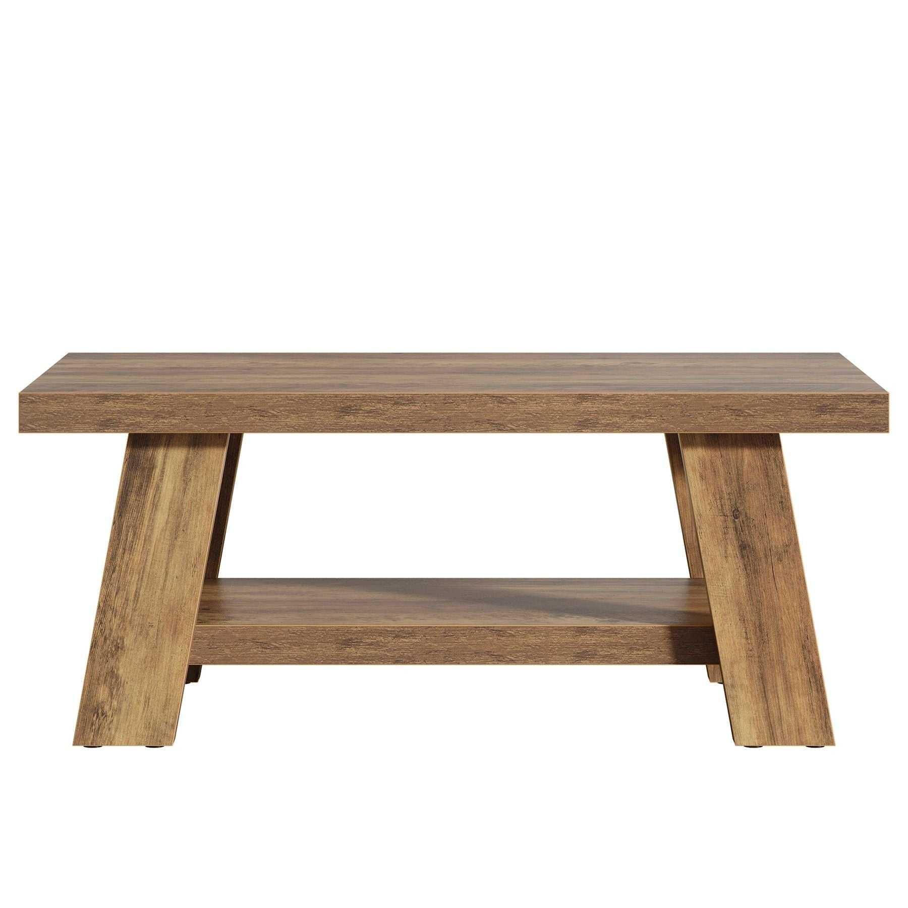 Coffee Table, Farmhouse 2-tier Center Table with Storage - luxuryhomedecoridea.com