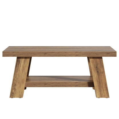 Coffee Table, Farmhouse 2-tier Center Table with Storage - luxuryhomedecoridea.com