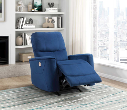 Modern Living Room 1pc Power Rocker Reclining Chair Blue Velvet Upholstery Solid Wood Frame Luxury Home Furniture - luxuryhomedecoridea.com