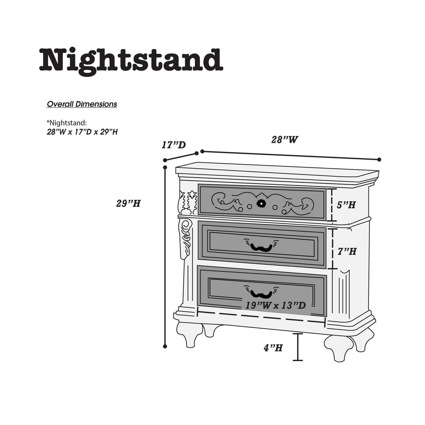 Traditional Antique Walnut 1pc Nightstand Bedroom Furniture Cherry Veneer 2-Drawers Hanging Pull Bedside Table - luxuryhomedecoridea.com
