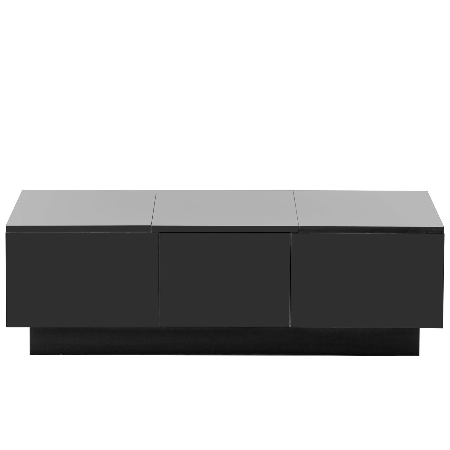Coffee Table with 2 large Hidden Storage Compartment, Extendable Cocktail Table with 2 Drawers, High-gloss Center Table with Sliding Top for Living Room, 39.3"x21.6", Black - luxuryhomedecoridea.com