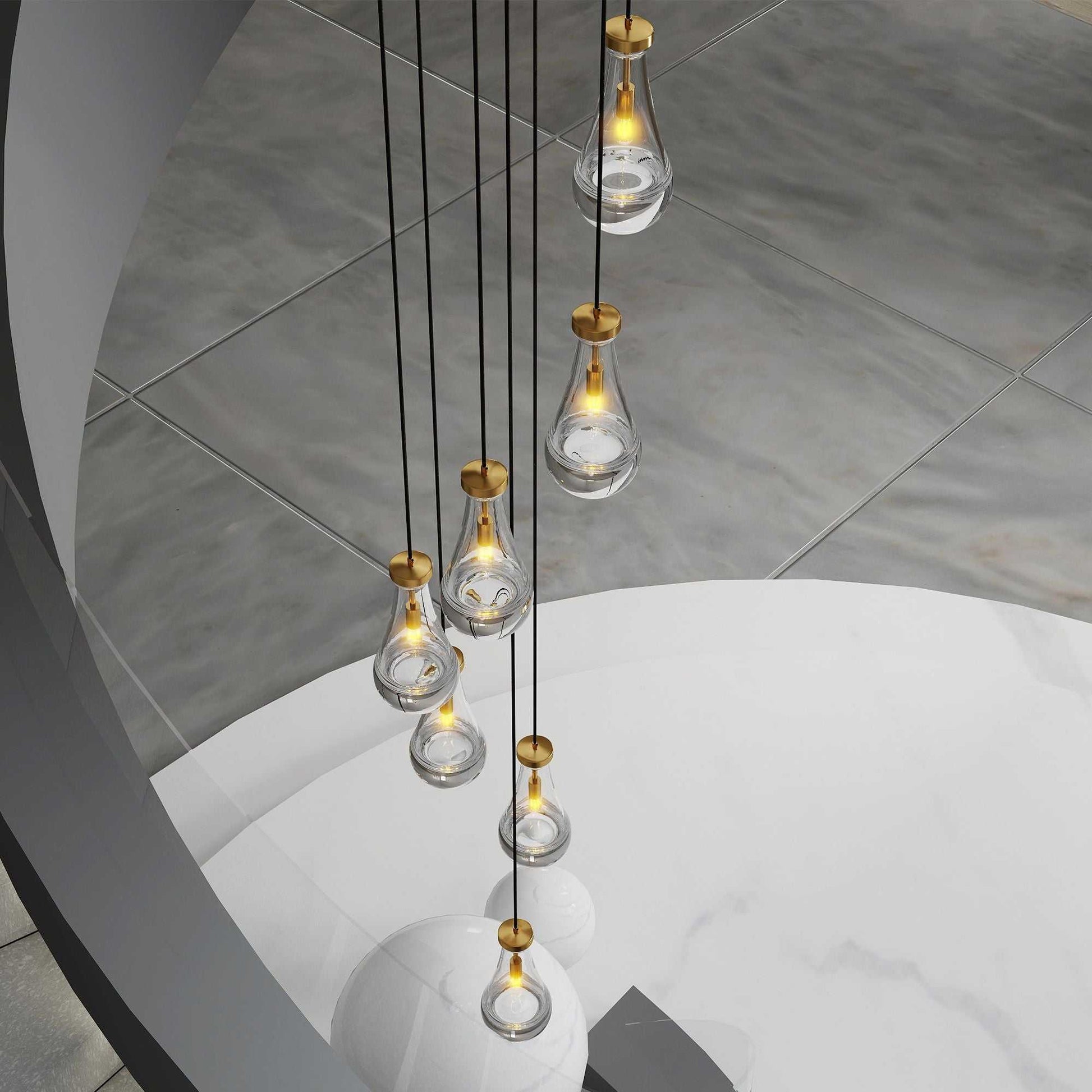 7 Light Dining Room Pendant Light, Large Chandelier Adjustable Hanging Line, Living Room Pendant Light, Foyer Chandelier, Stairwell Pendant Lights, Bedroom - luxuryhomedecoridea.com