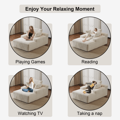Double Chaise Lounge Chair Indoor,Oversized Upholstered Sleeper Cloud Couch,Deep Seat Luxury Sofa Bed,Sectional Sofa Chaise Love-seat,Corduroy Reading Chair for Living Room,No Assembly Required - luxuryhomedecoridea.com