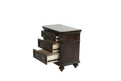 Traditional Antique Walnut 1pc Nightstand Bedroom Furniture Cherry Veneer 2-Drawers Hanging Pull Bedside Table - luxuryhomedecoridea.com