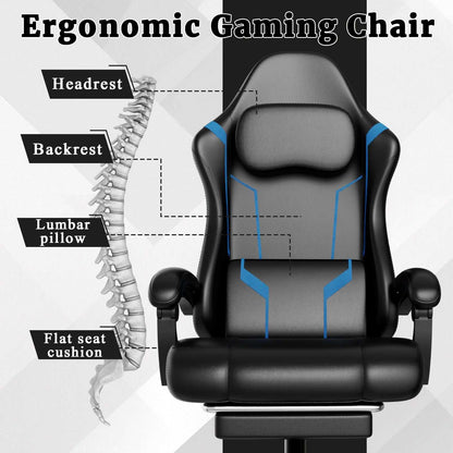 Ergonomic Gaming Chair, Electronic Gaming Chair With Pocket Spring Pad And Footrest, Height Adjustable Computer Chair - luxuryhomedecoridea.com