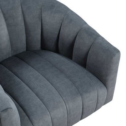 Dark Gray Velvet Accent Chair Modern Luxury Living Room Furniture, 1pc Swivel Chair Comfortable Barrel Back - luxuryhomedecoridea.com